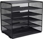 EasyPAG Desk Organizers and Accessories 5 Slot Desktop File Organizer Letter Sorter Literature Paper Tray | Screws Free Design,Black